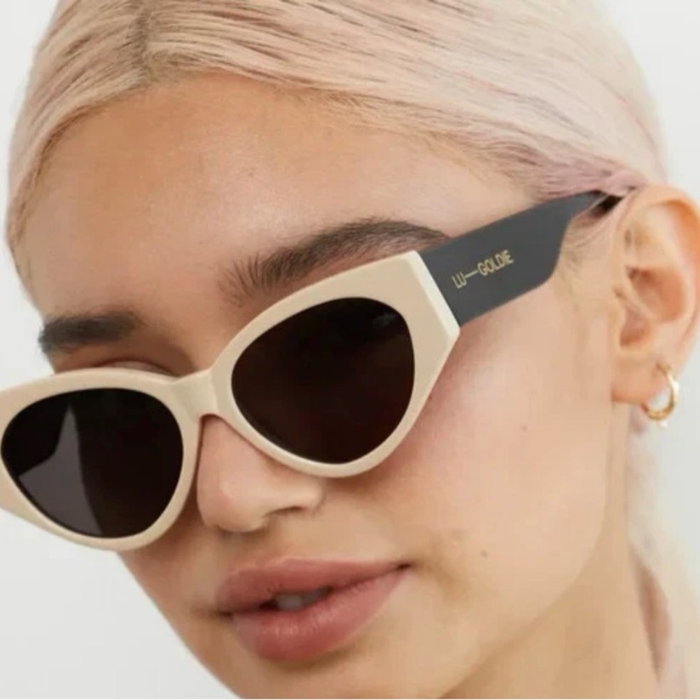 Lu Goldie Milou Women's Almond / Black Sunglasses - UV400 - Handmade in China